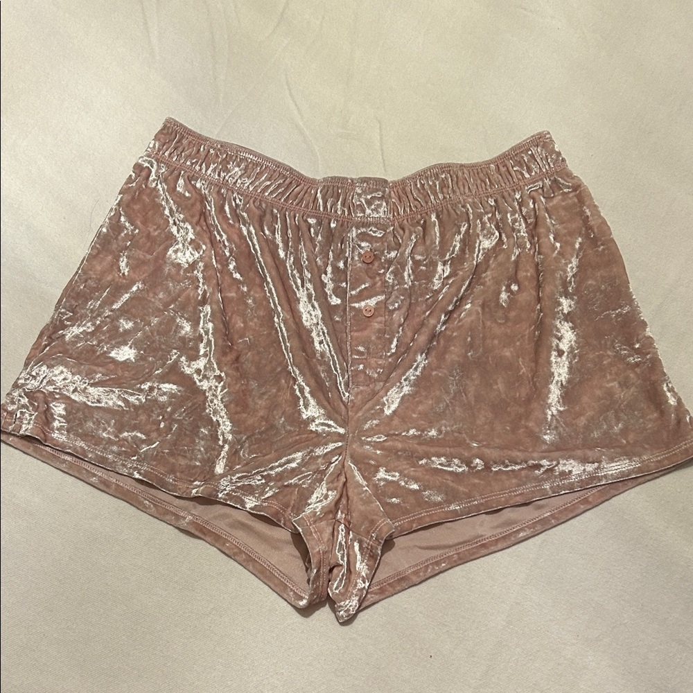 PINK Victoria's Secret Blush Crushed Velvet High Waist Sleep Shorts